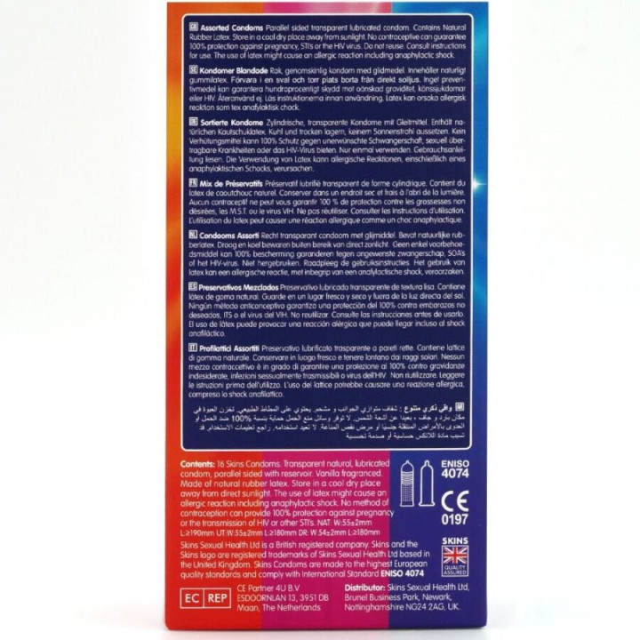 SKINS - PACK DE 16 PRÉSERVATIFS PREMIUM ASSORTIS