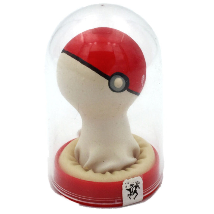 CONDOMERIE - PRÉSERVATIFS FANTAISIE PEINTS À LA MAIN POKEBALL ROUGE-BLANC