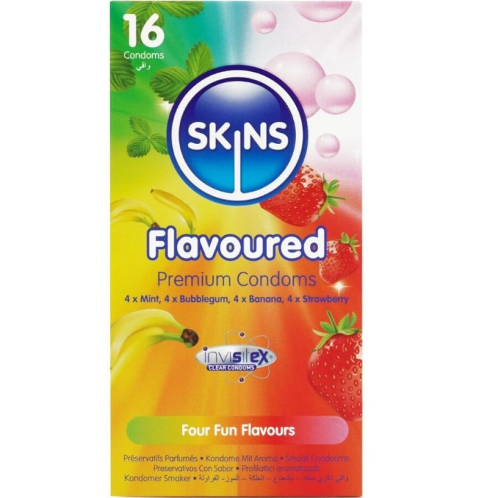 SKINS - PACK DE 16 PRÉSERVATIFS PREMIUM MULTI-SAVEURS