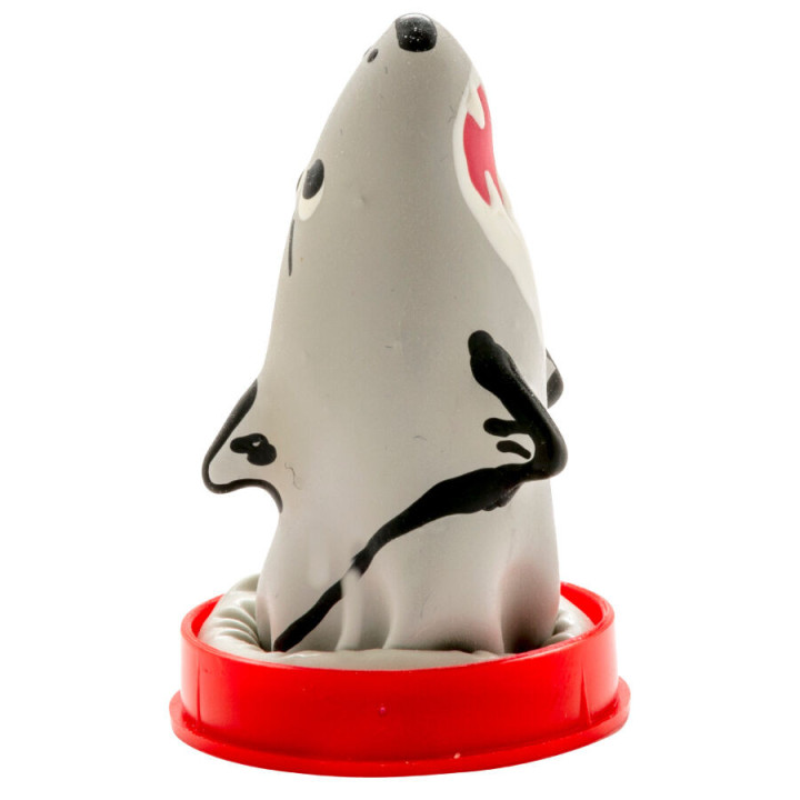 CONDOMERIE - PRÉSERVATIFS FANTAISIE PEINTS À LA MAIN MODÈLE REQUIN 1