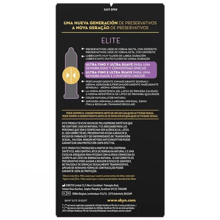 SKYN - PRÉSERVATIFS ULTRA-FINS ELITE 10 UNITÉS