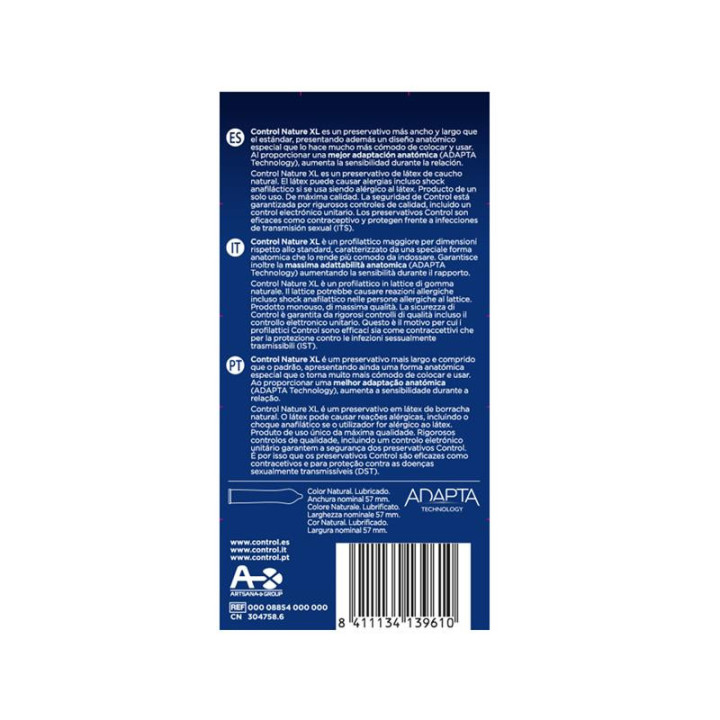 CONTROL - ADAPTA NATURE XL CONDOMS 12 UNITÉS