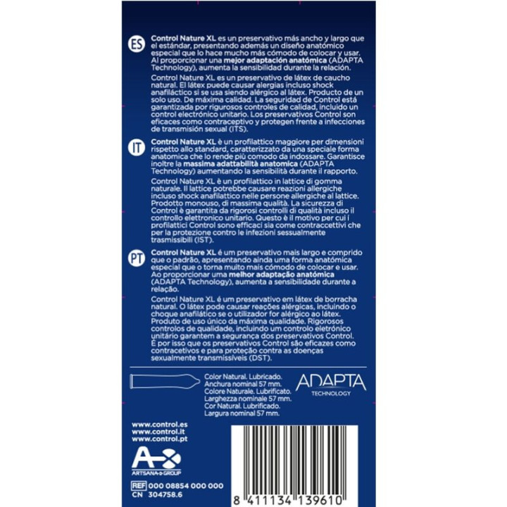CONTROL - ADAPTA NATURE XL CONDOMS 12 UNITÉS