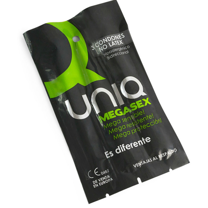 UNIQ - MEGASEX SANS LATEX CONDOMS SENSIBLES 3 UNITÉS